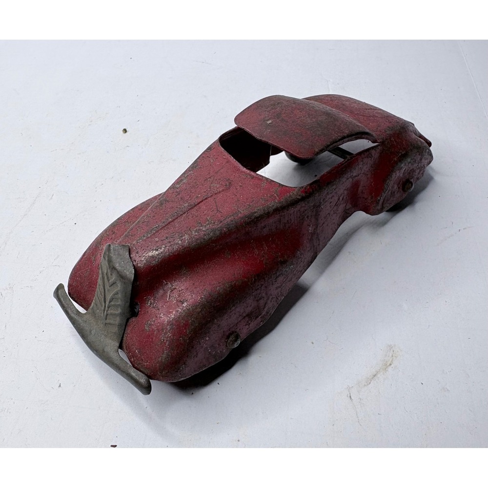 Vintage 1930s Marx Pressed Steel Streamlined Coupe Toy Car Prewar Red 6 Inch